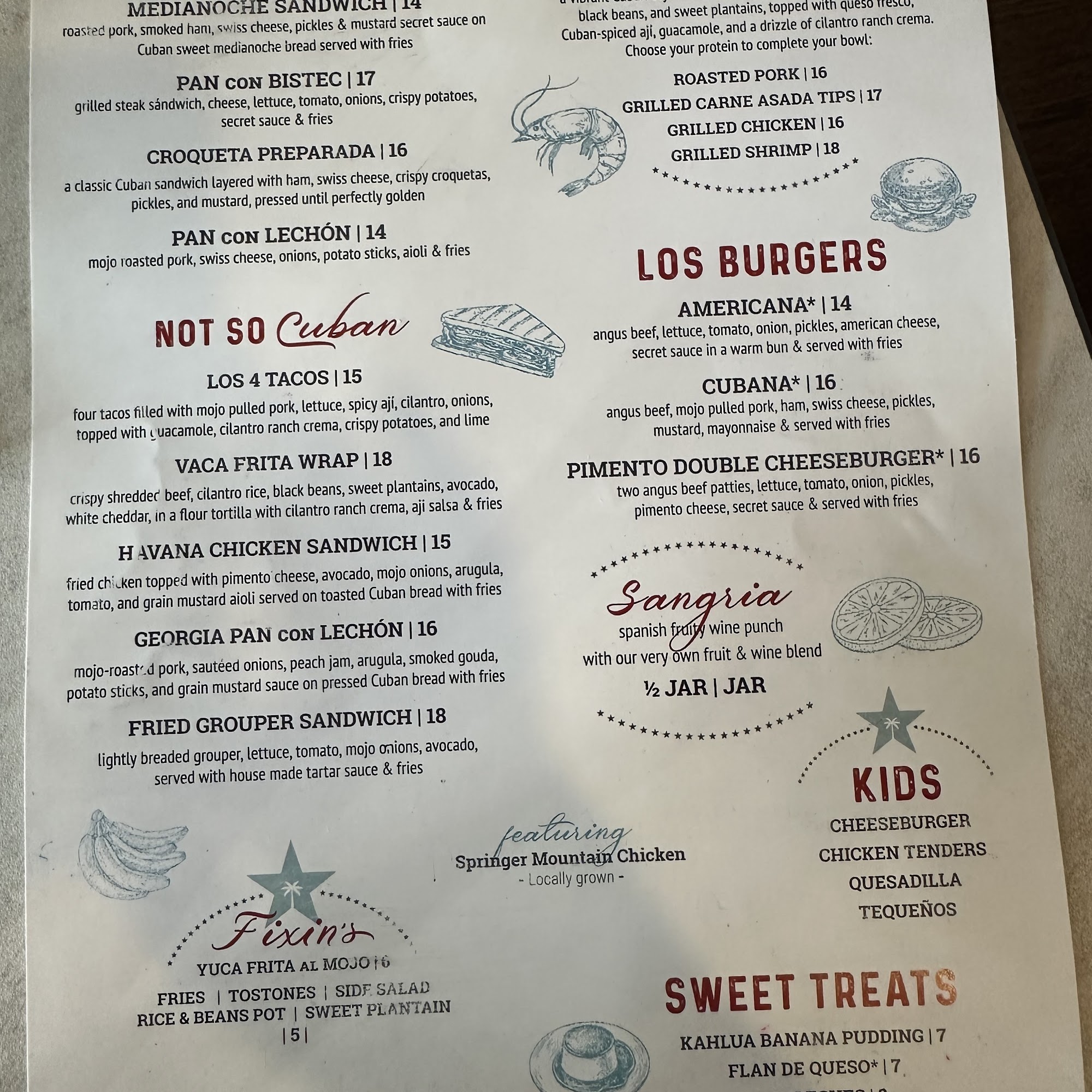 The Hush Cuban Kitchen Menu