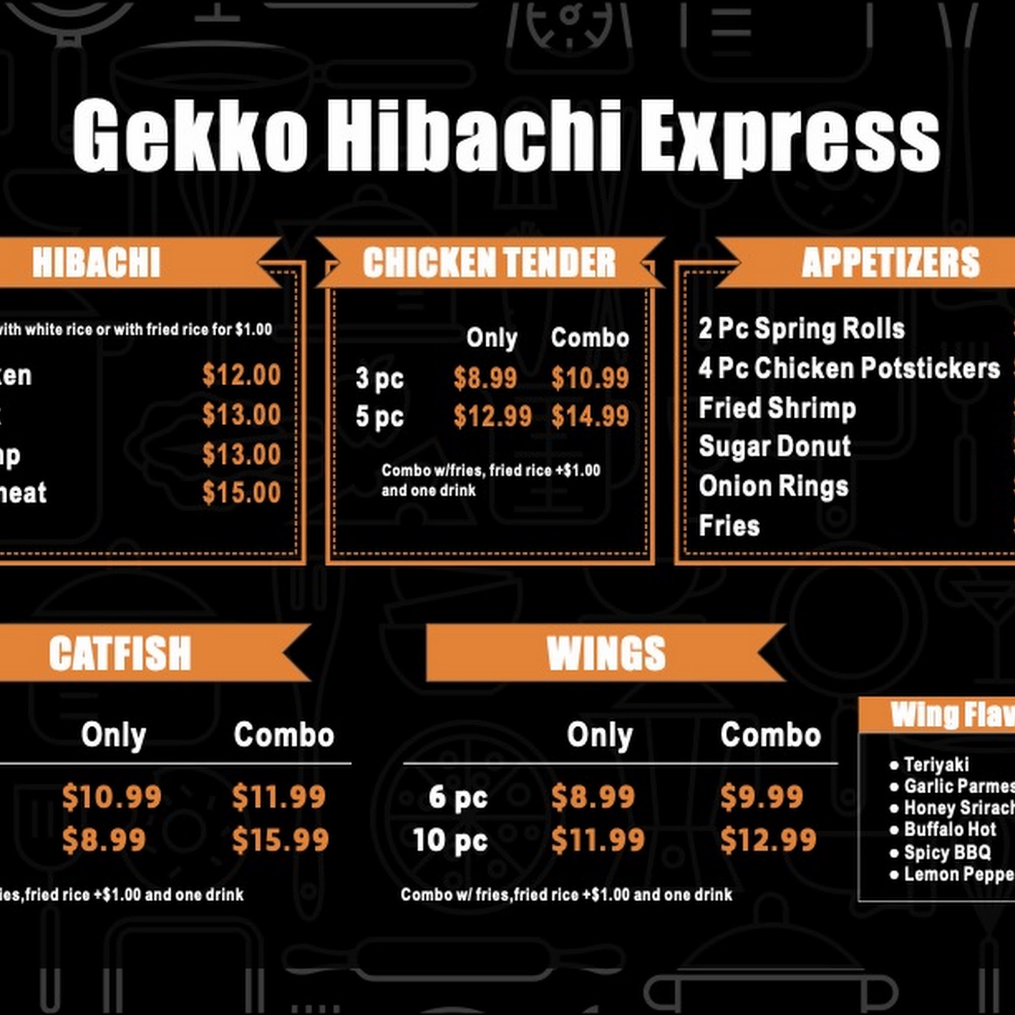 Gekko Hibachi Express Menu
