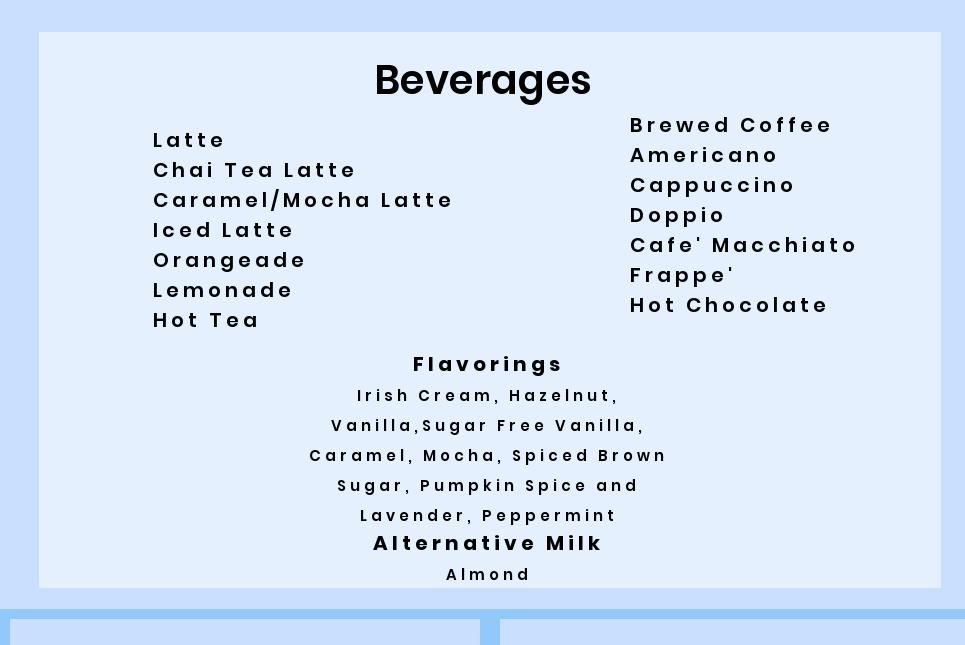 Main Street Chocolates Menu