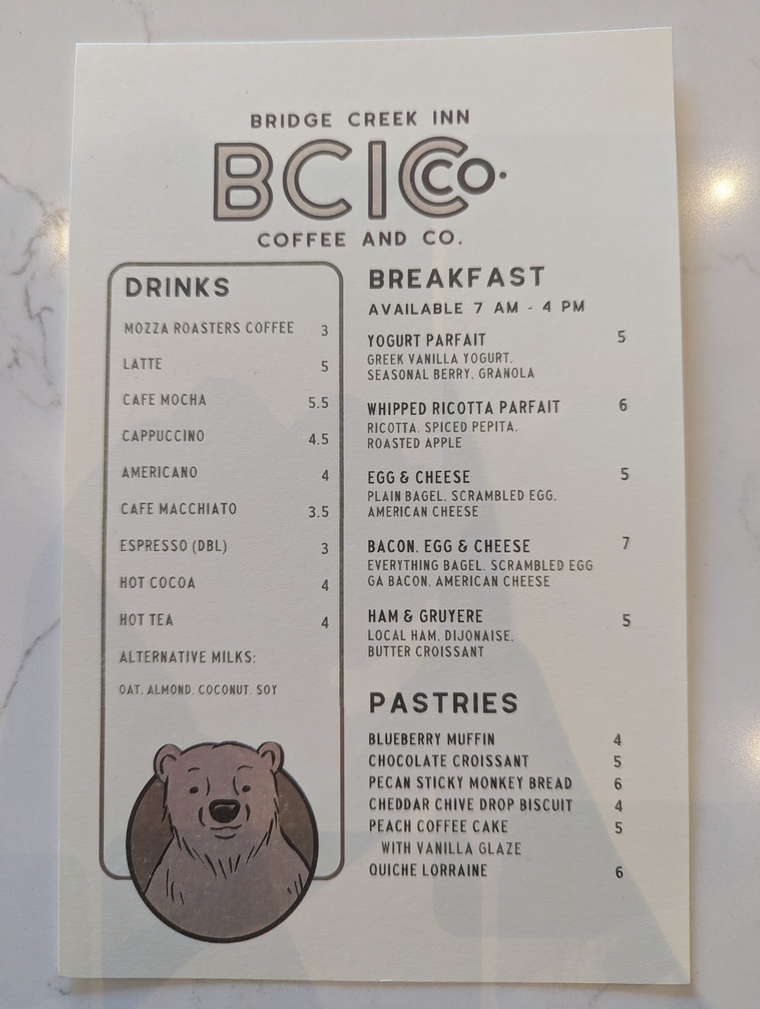 BCI Coffee & Co | Clayton Coffee Shop Menu