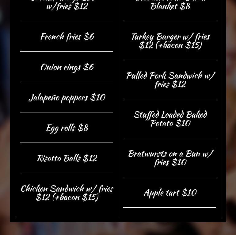 Premier Cigar Lounge Menu