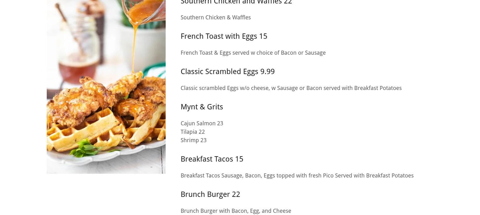 MYNT RESTAURANT & LOUNGE Menu