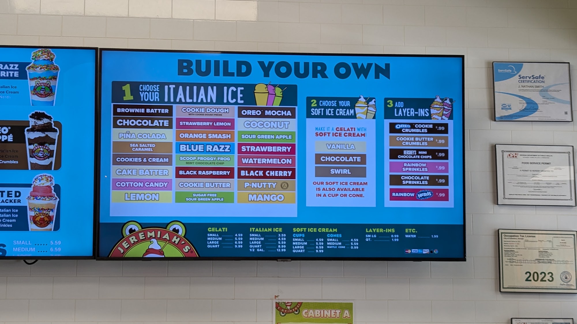Jeremiah's Italian Ice Menu