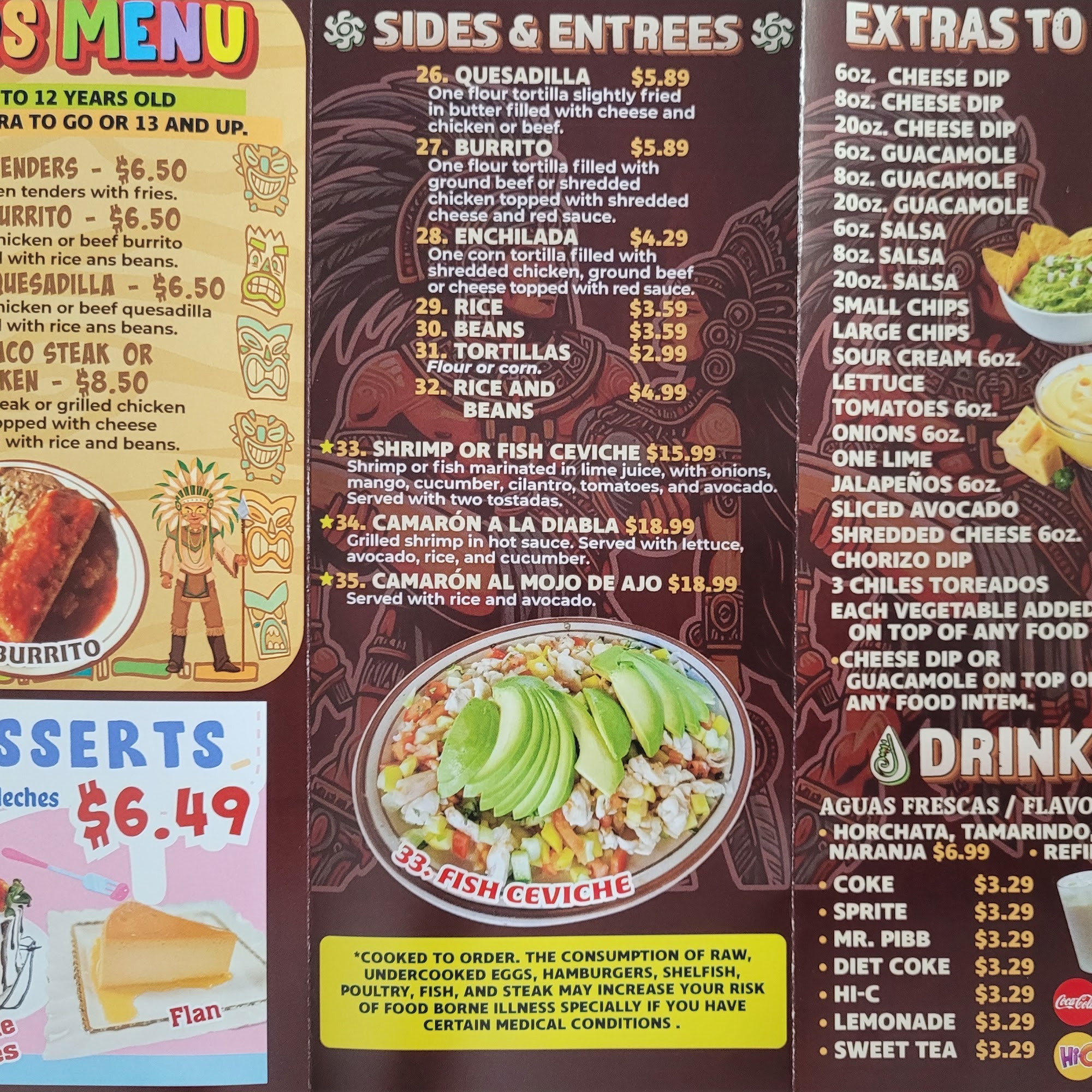 Los Aztecas Tacos & Deserts Menu