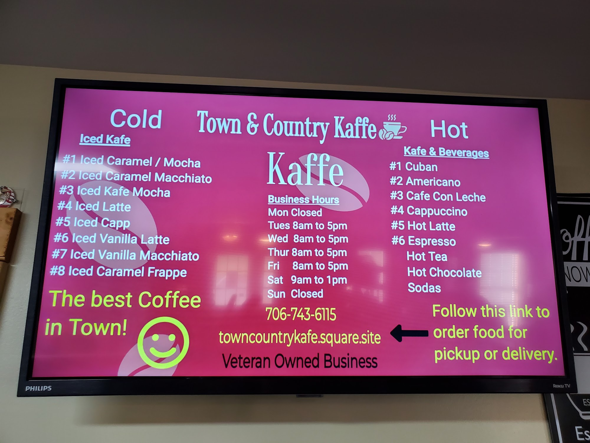 Town and Country Kafe Menu