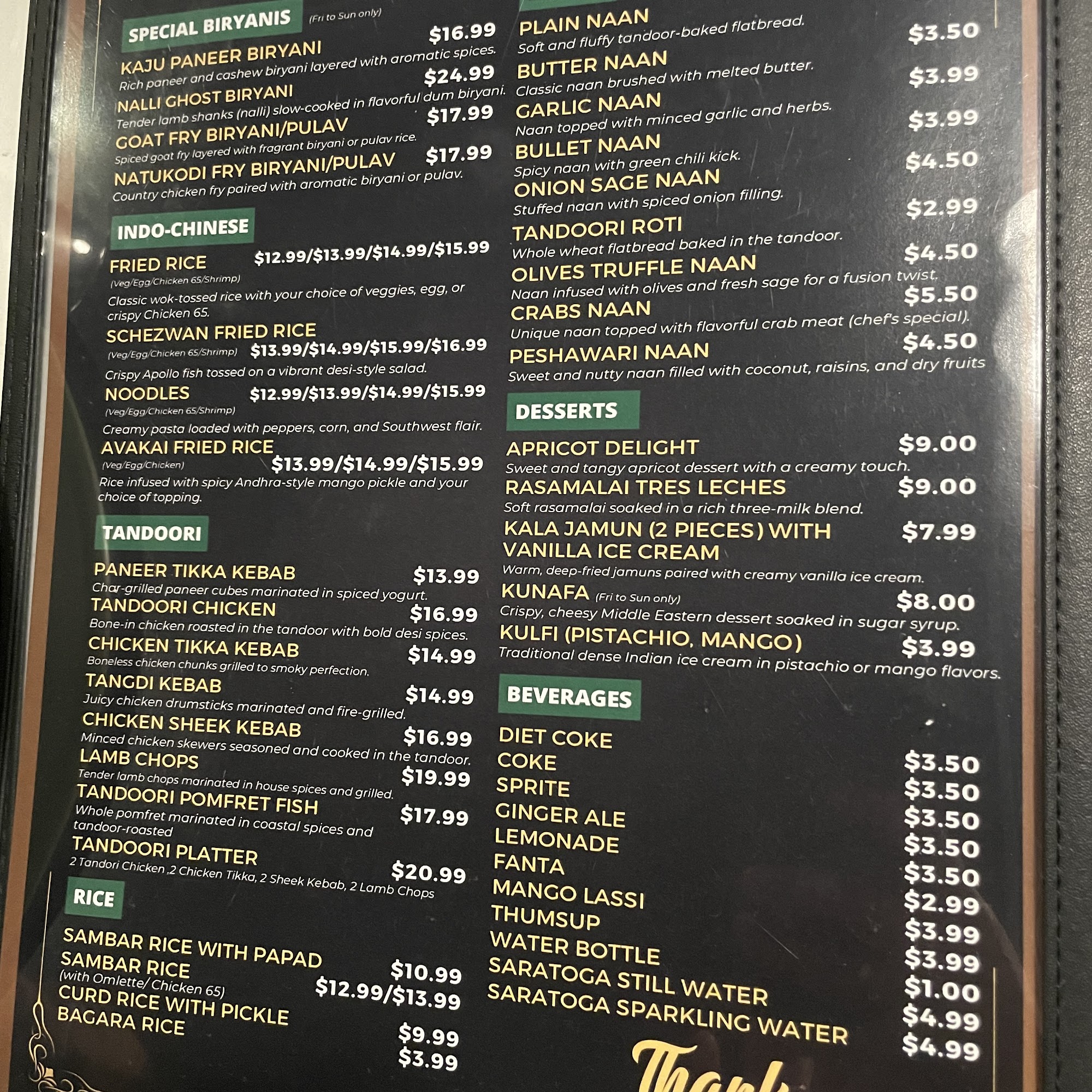 Bindaas Bar & Grill Menu