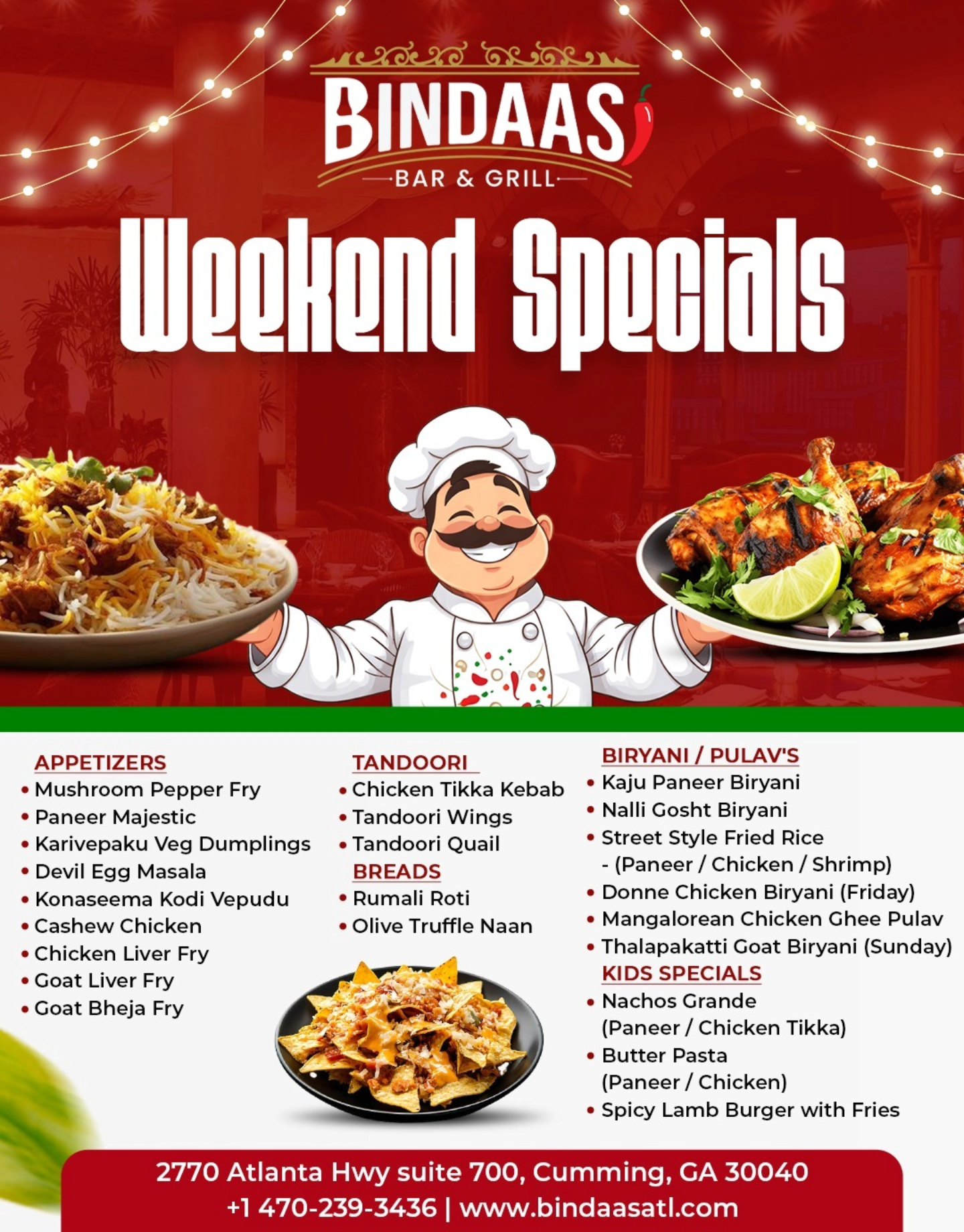 Bindaas Bar & Grill Menu