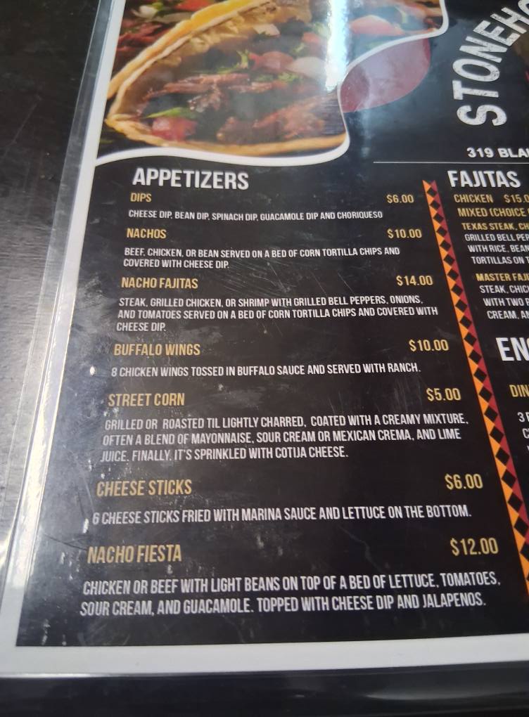 Stone House Snack Shop Menu