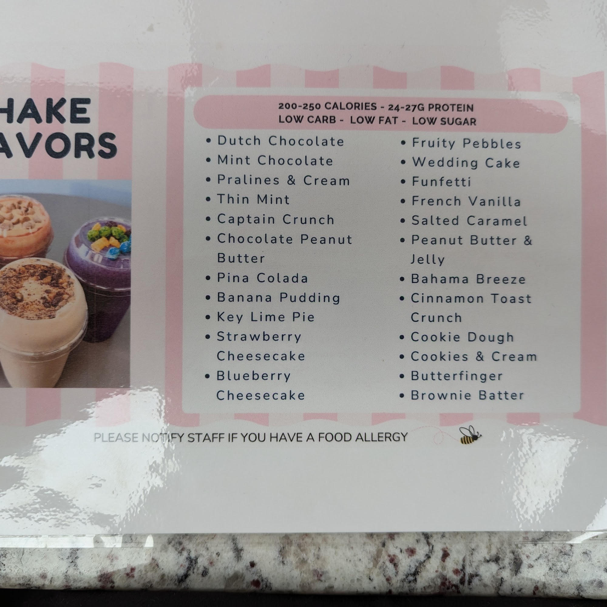 Parkside Nutrition Menu