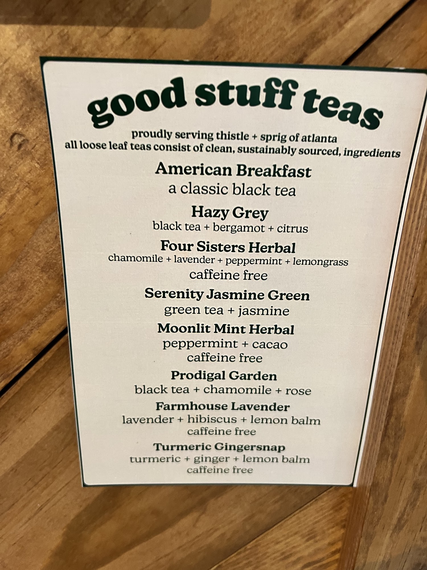 Good Stuff Coffeehouse Menu