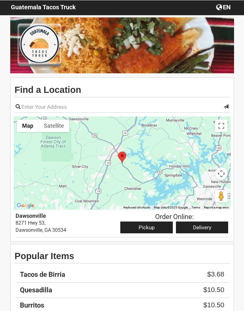 Guatemala Tacos Truck Menu