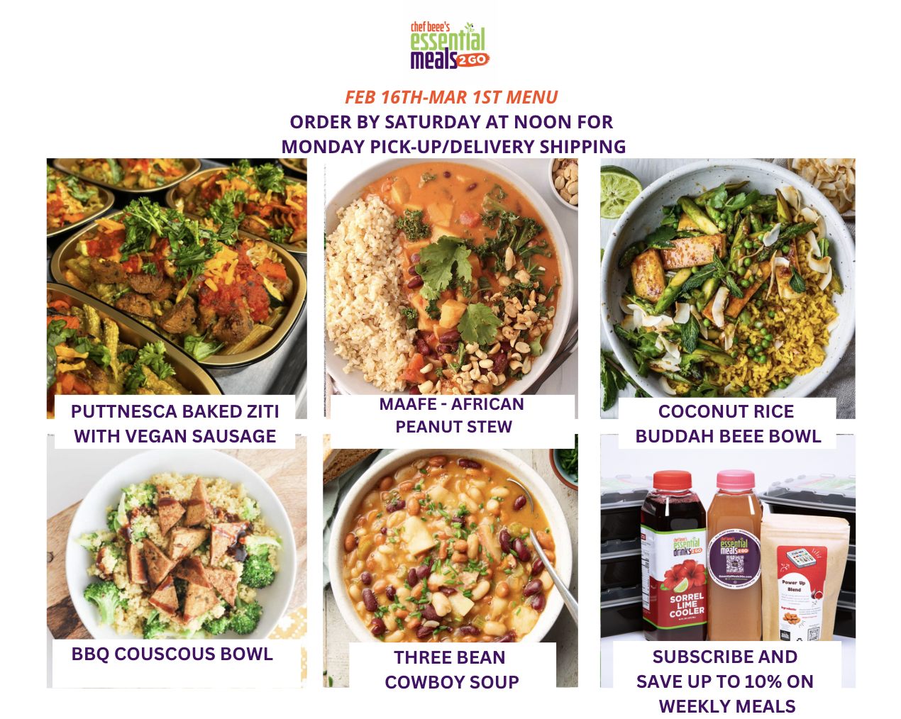 Nyansapo Wellness Institute, Inc. | Essential Meals 2Go! Menu