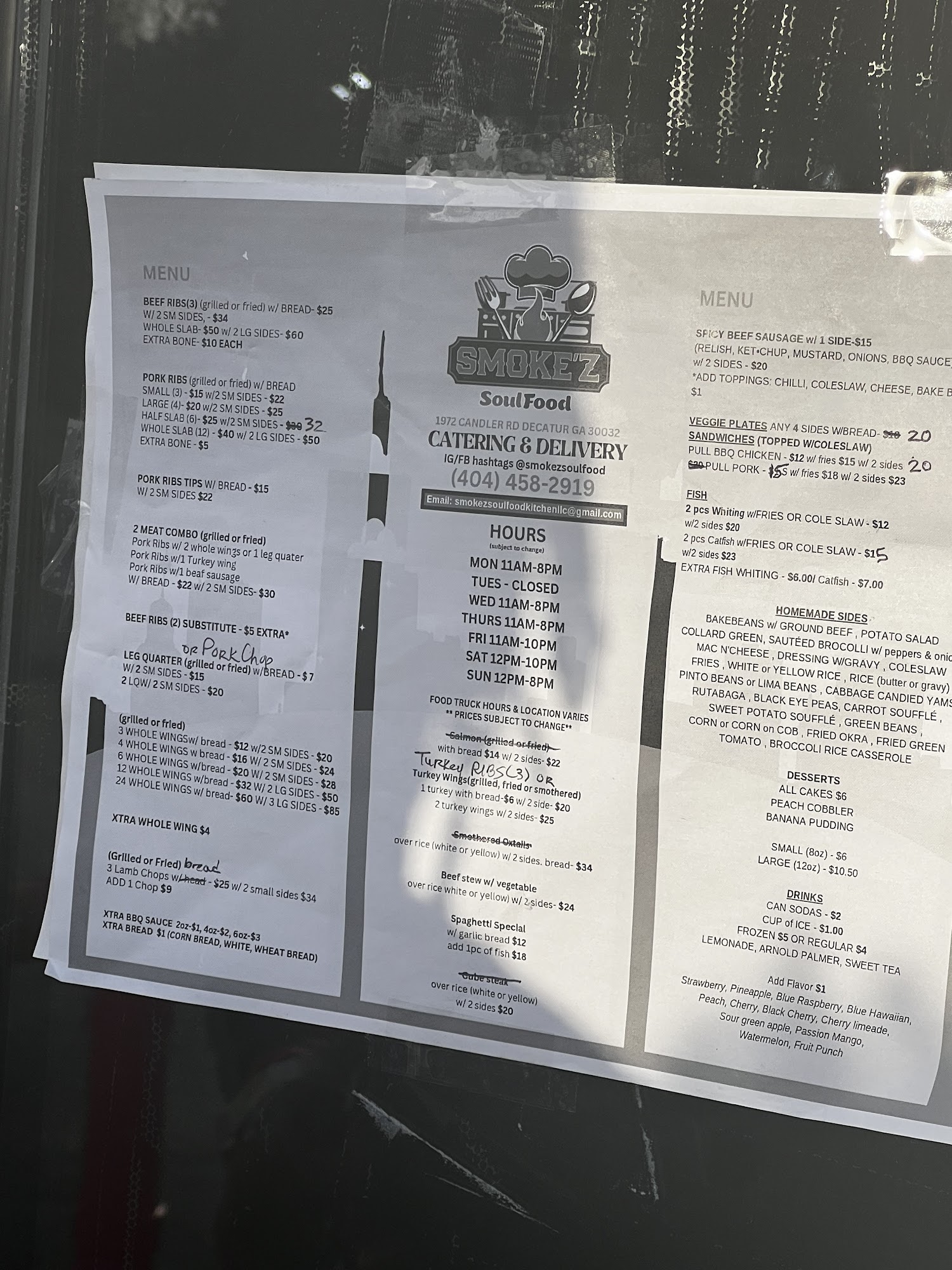 Smokez Soulfood Kitchen Menu
