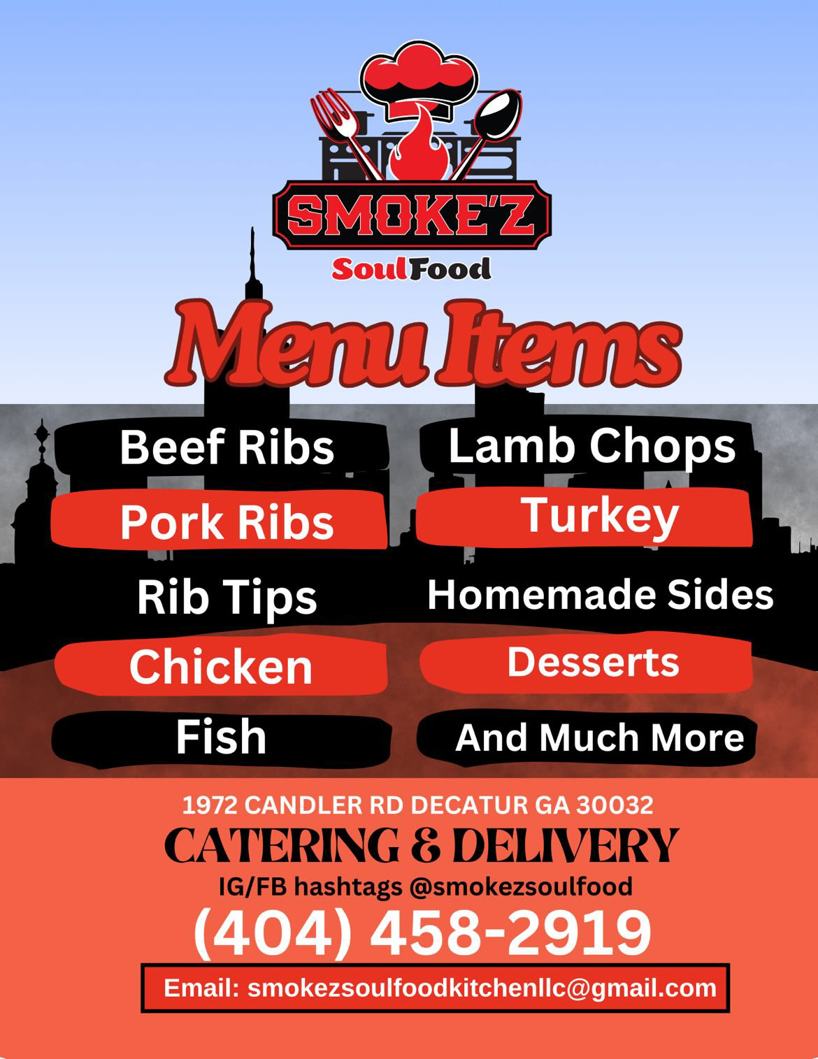 Smokez Soulfood Kitchen Menu