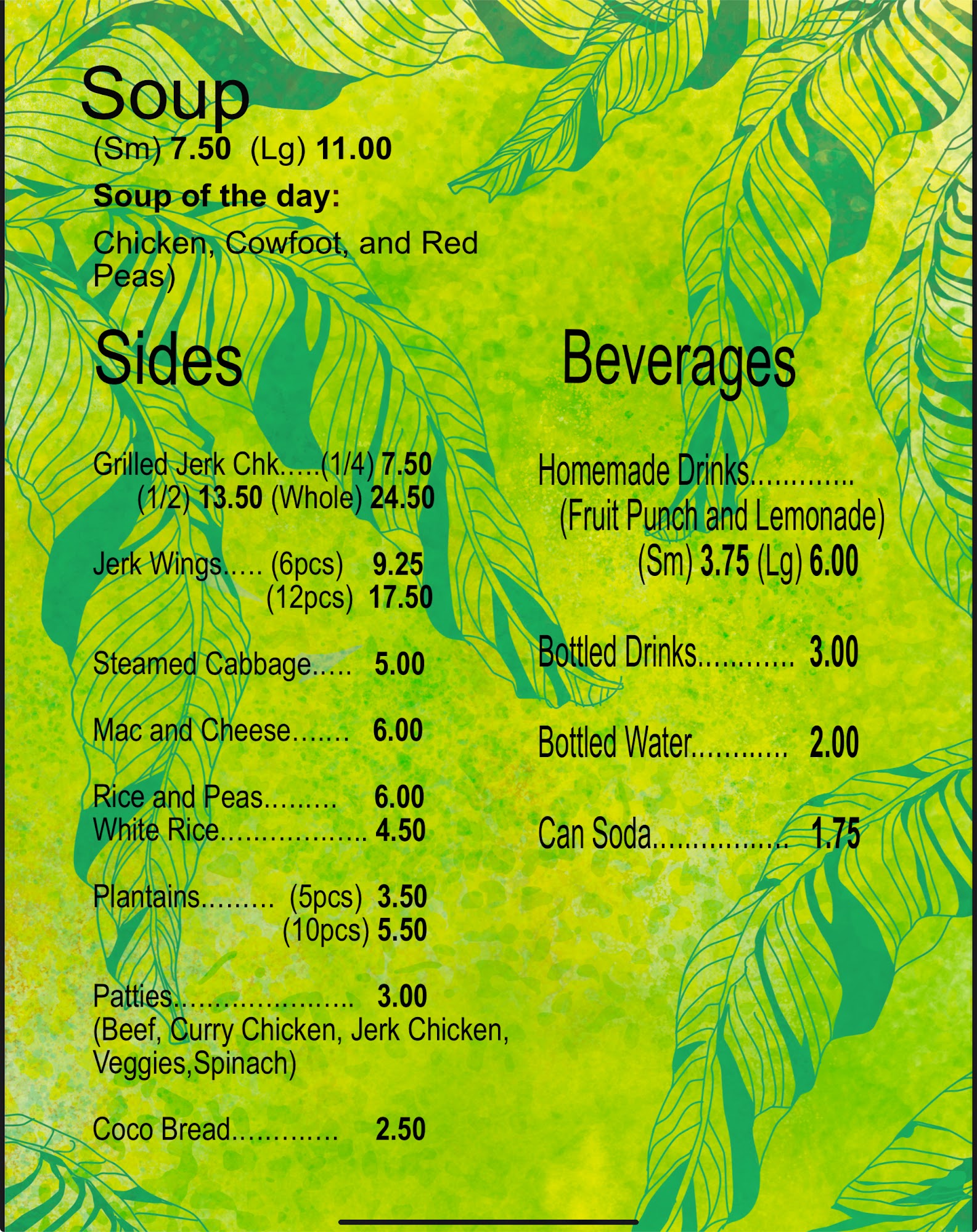 Island Cafe Redux Menu