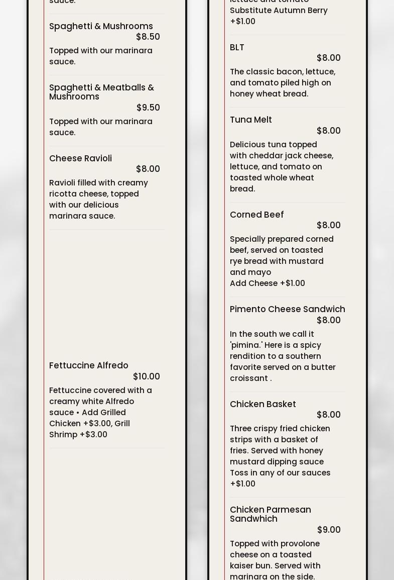 Danny's Pizza Menu