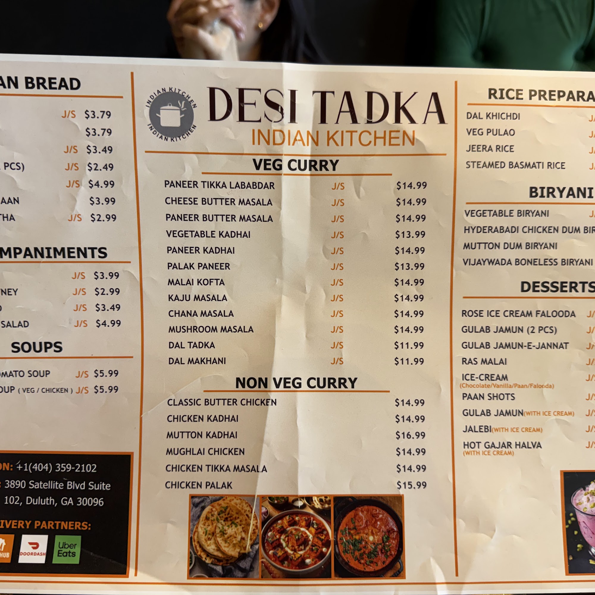 DESI TADKA Indian Restaurant DULUTH Menu