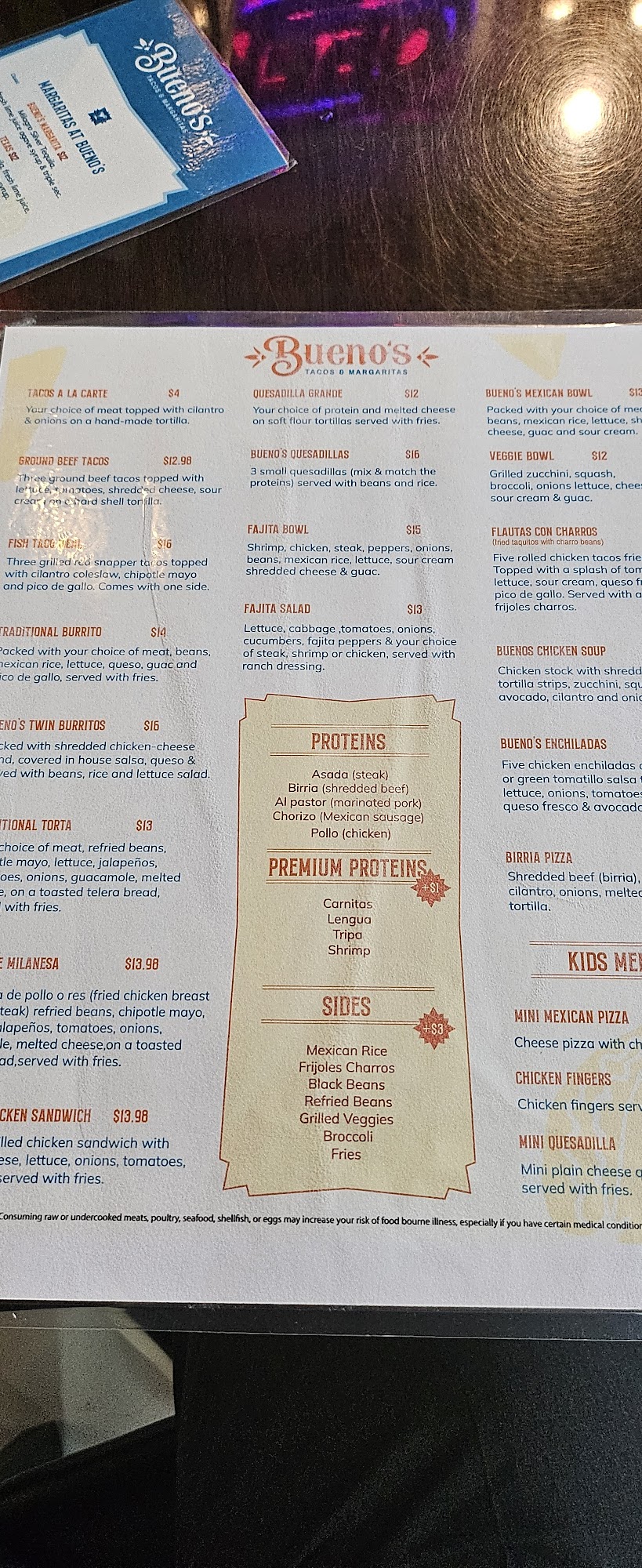 Bueno's Tacos & Margaritas Menu