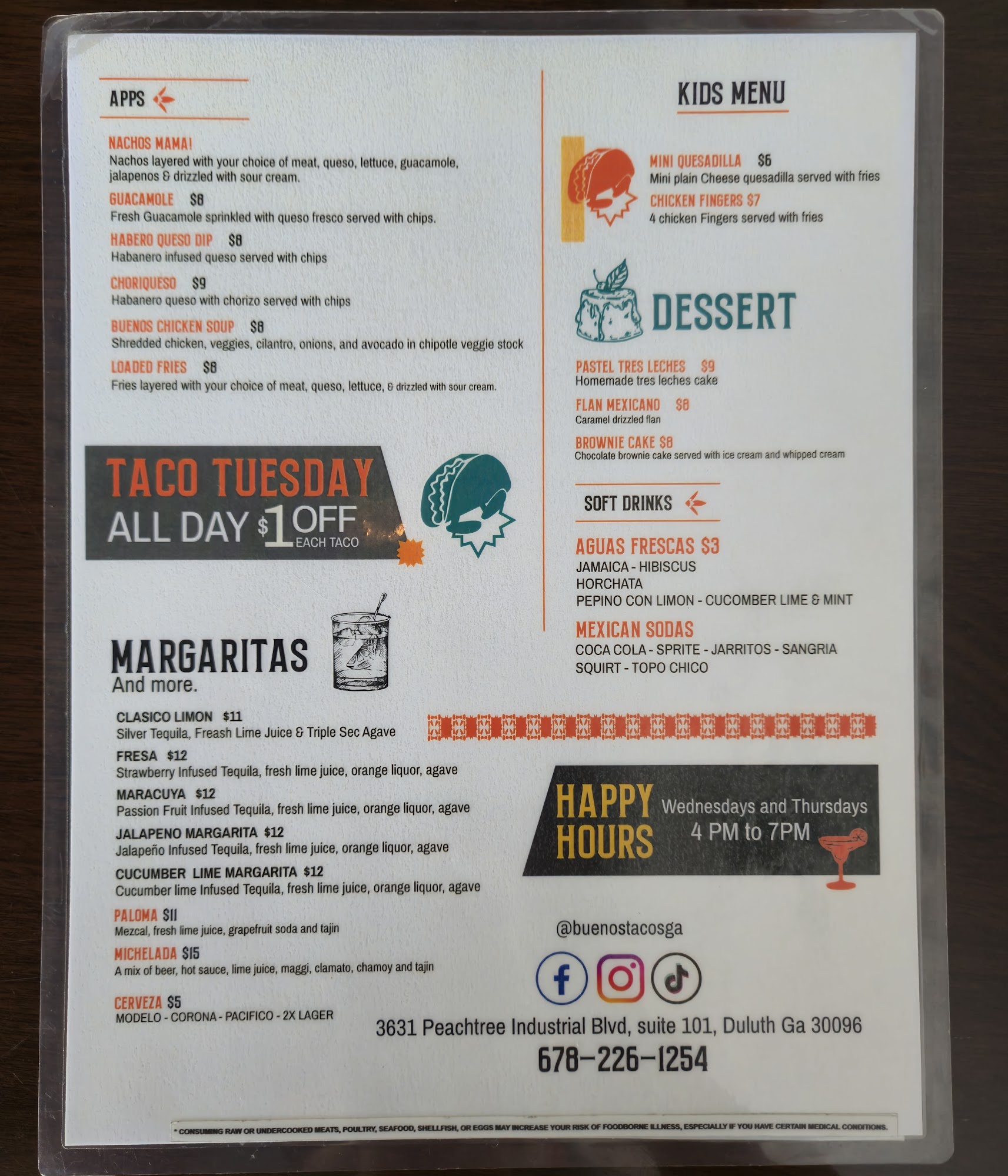 Bueno's Tacos & Margaritas Menu