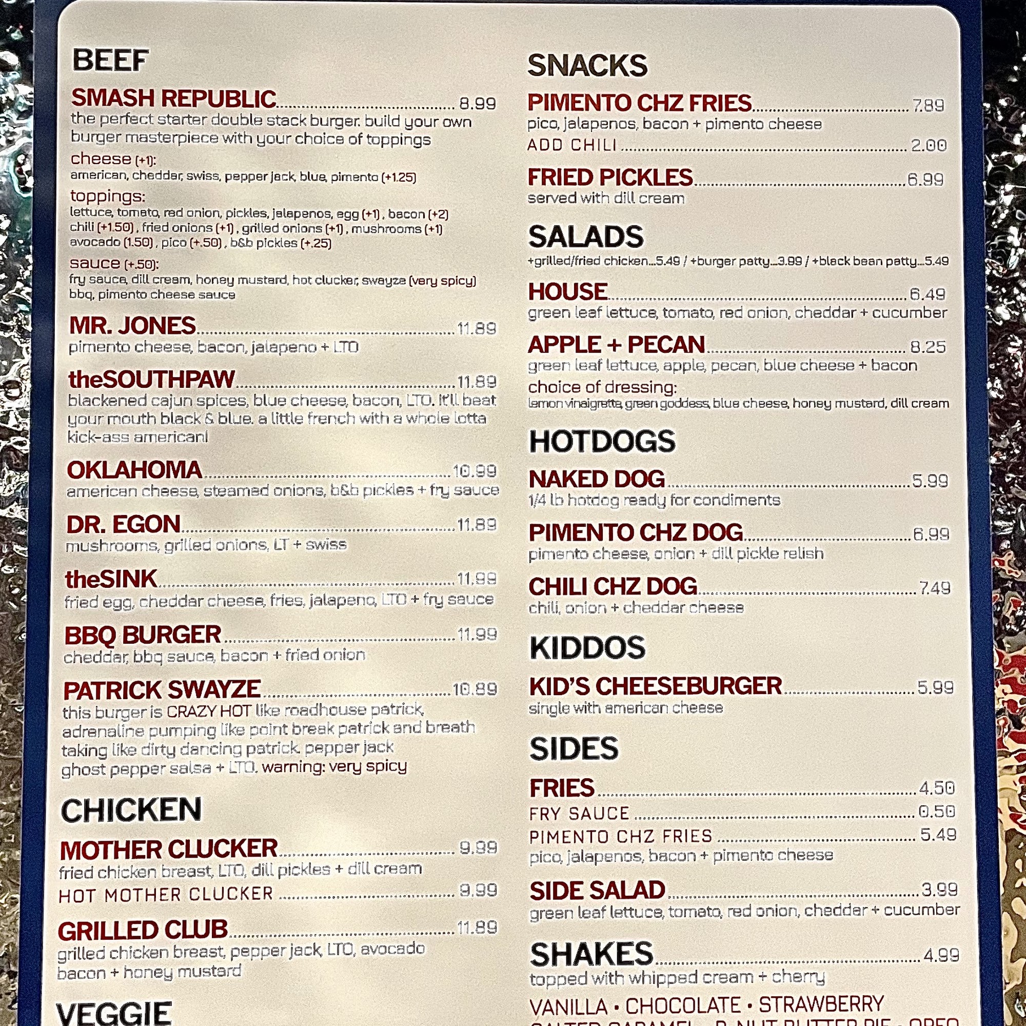 LR Burger Menu