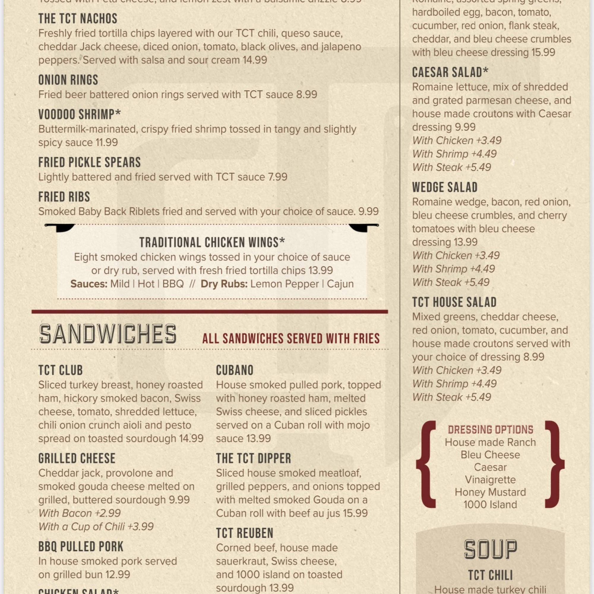 Towne Center Tavern Menu