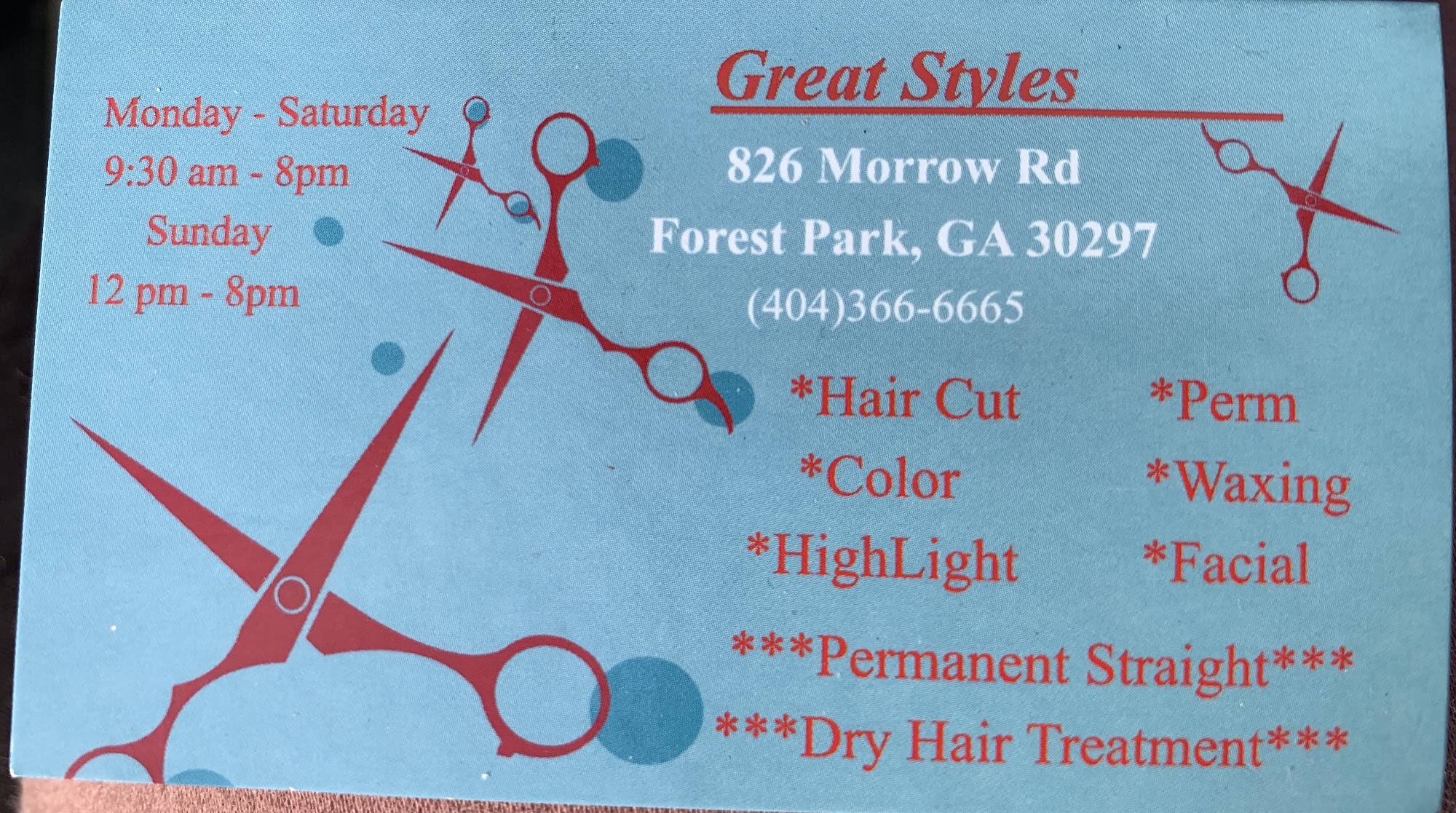 Great Styles 826 Morrow Rd, Forest Park Georgia 30297