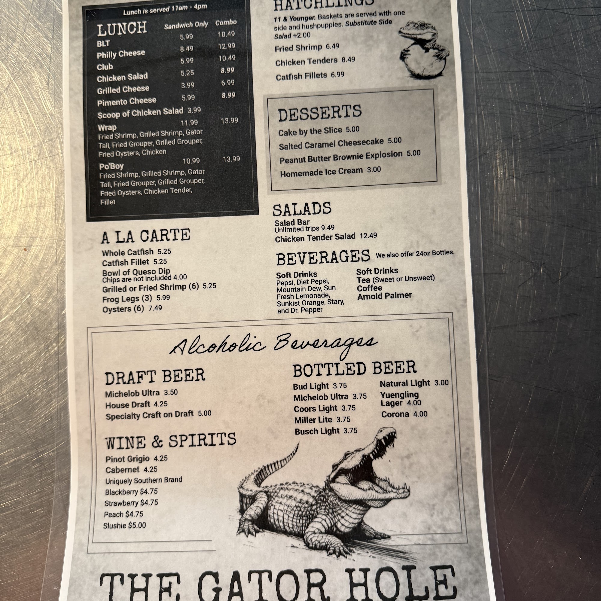 The Gator Hole LLC Menu