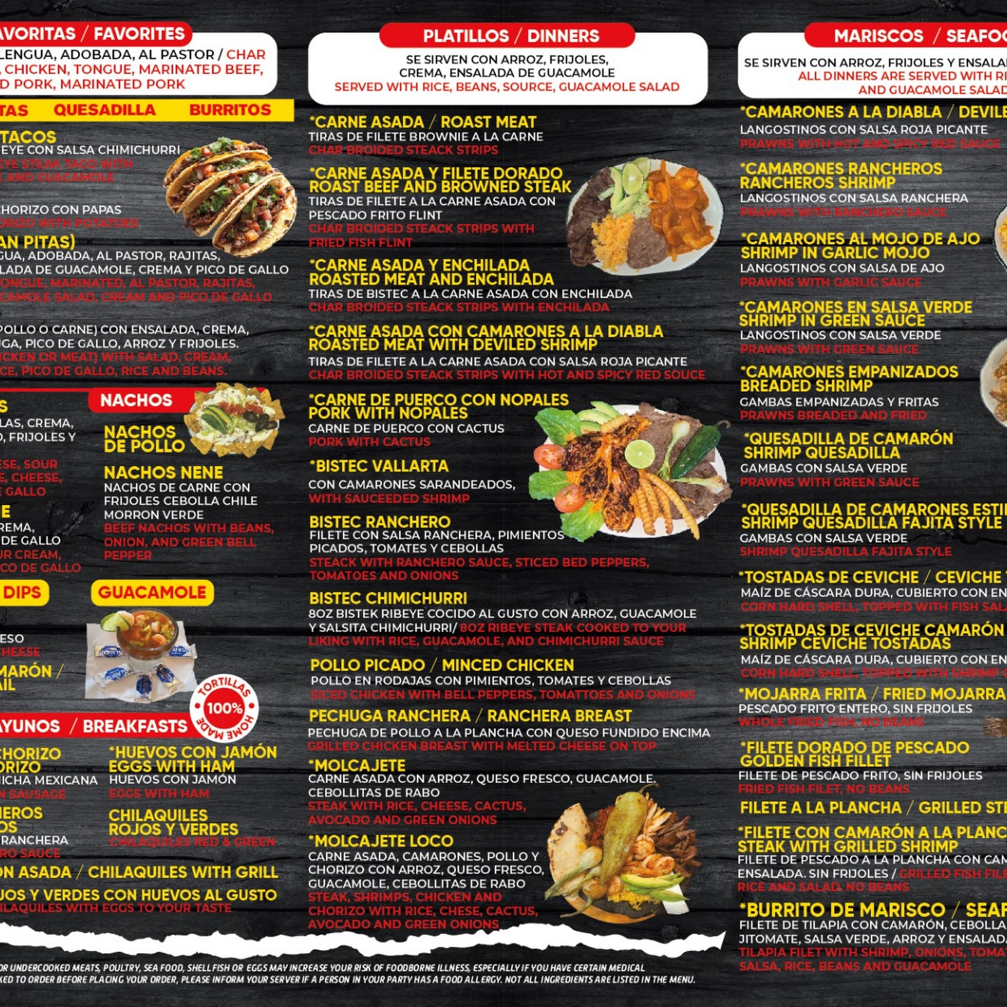 El Corazon de Mexico Restaurant Menu