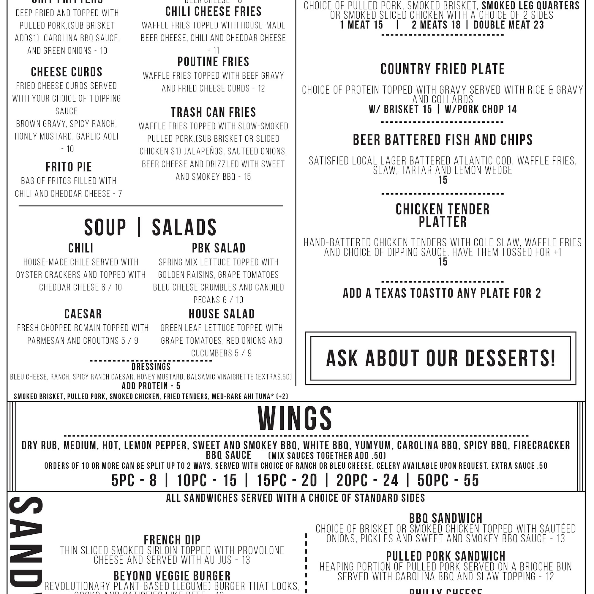 Piedmont Brewery Griffin Menu