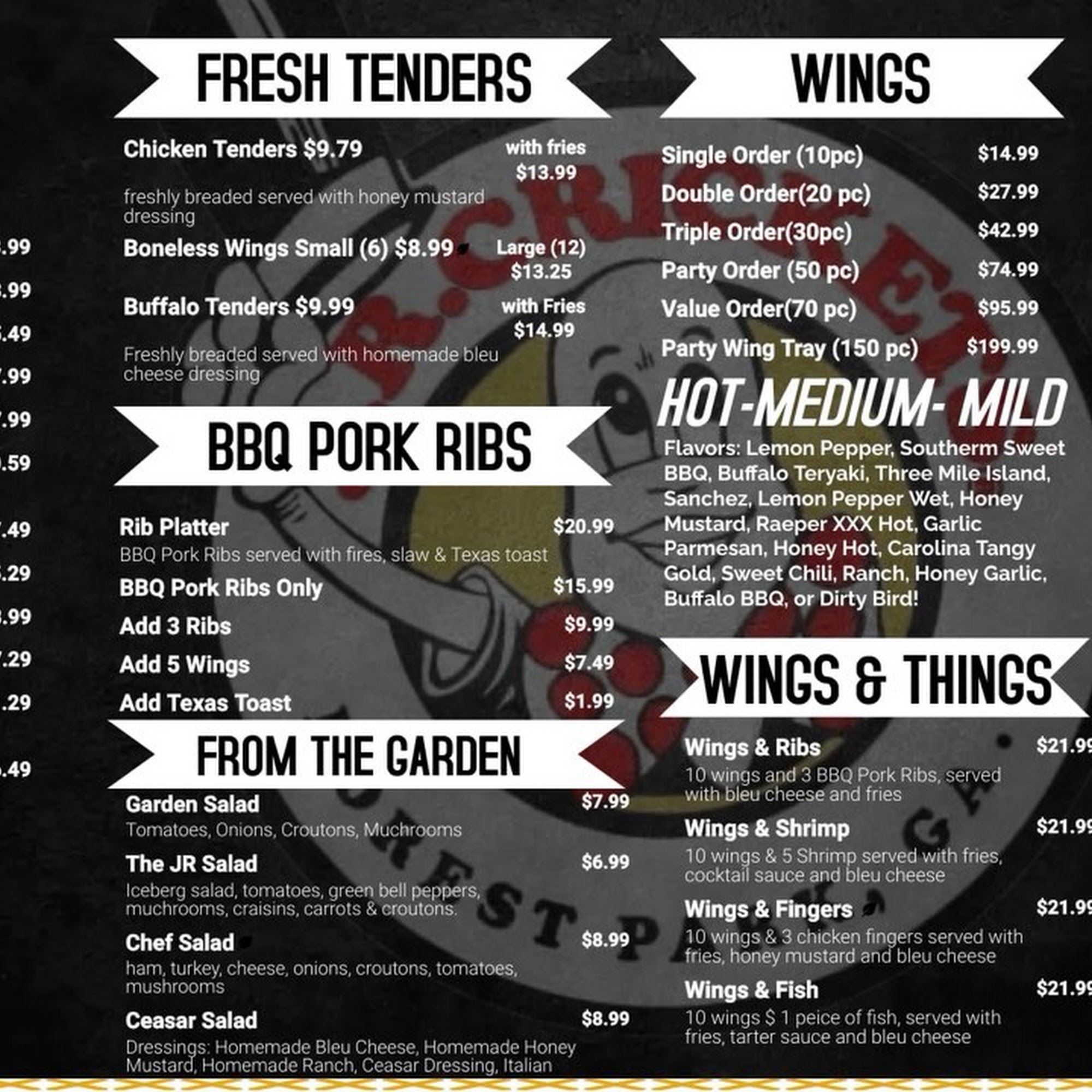 J.R. Crickets Forest Park Menu