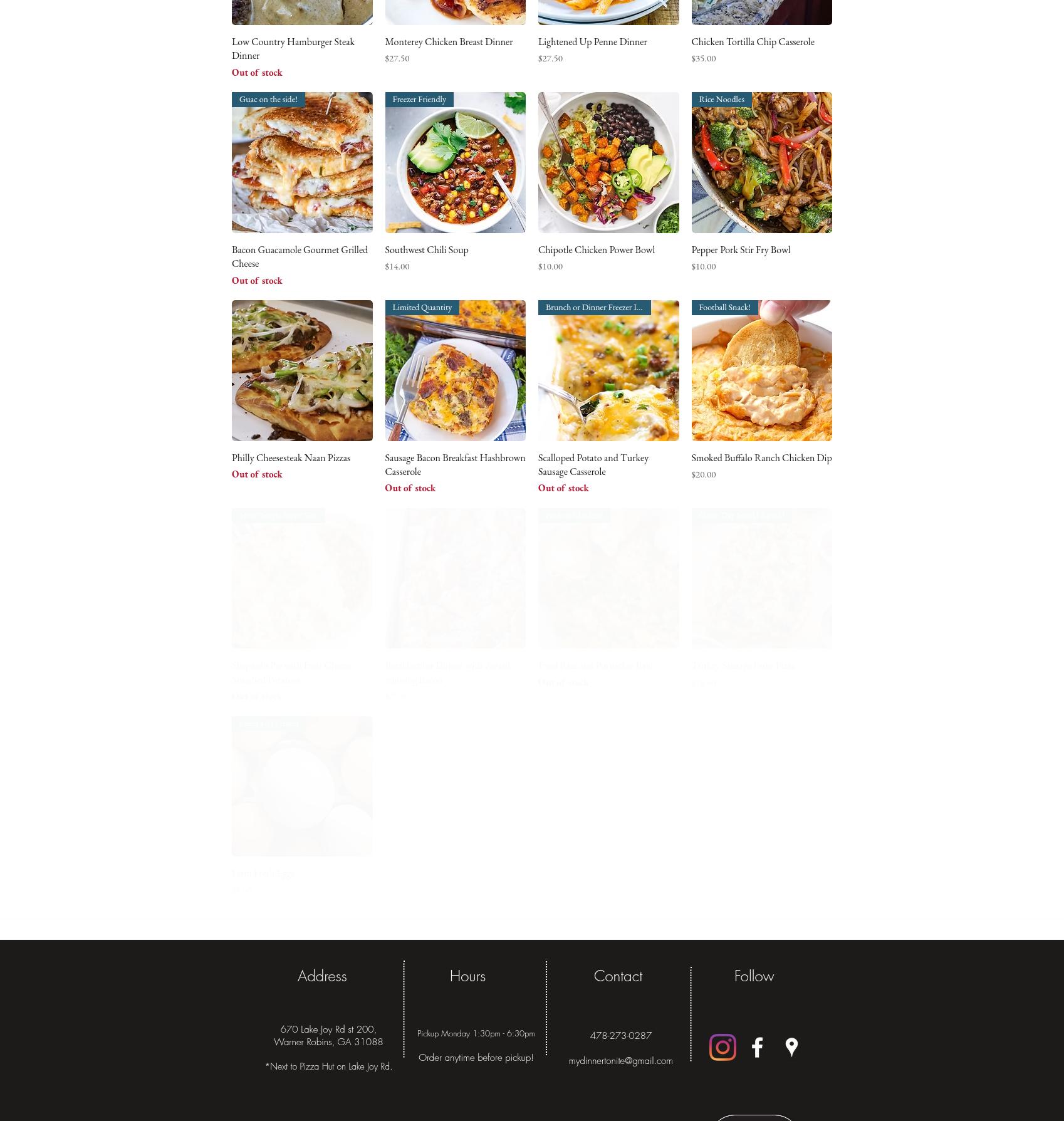 My Dinner Tonite Menu