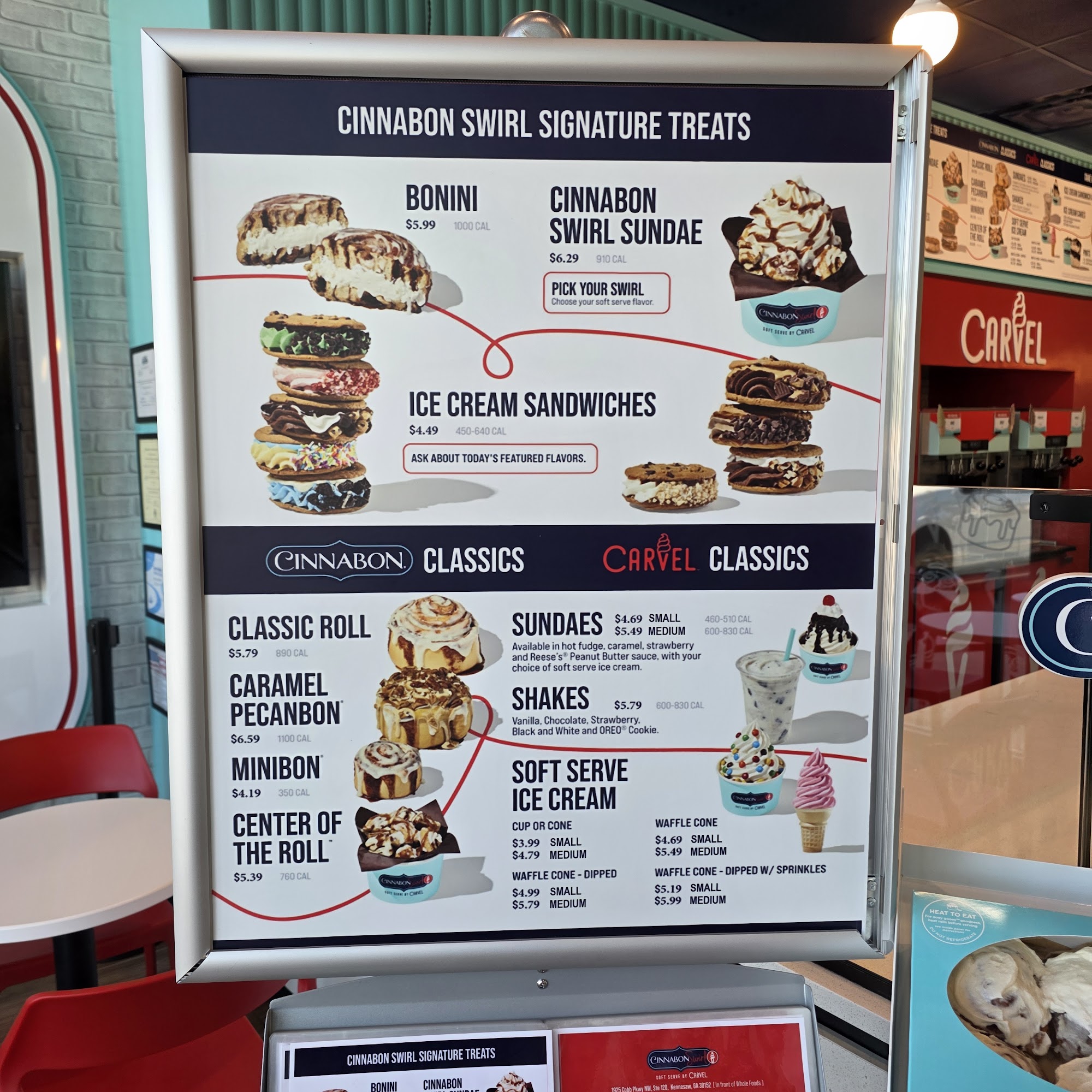 Cinnabon Swirl Menu
