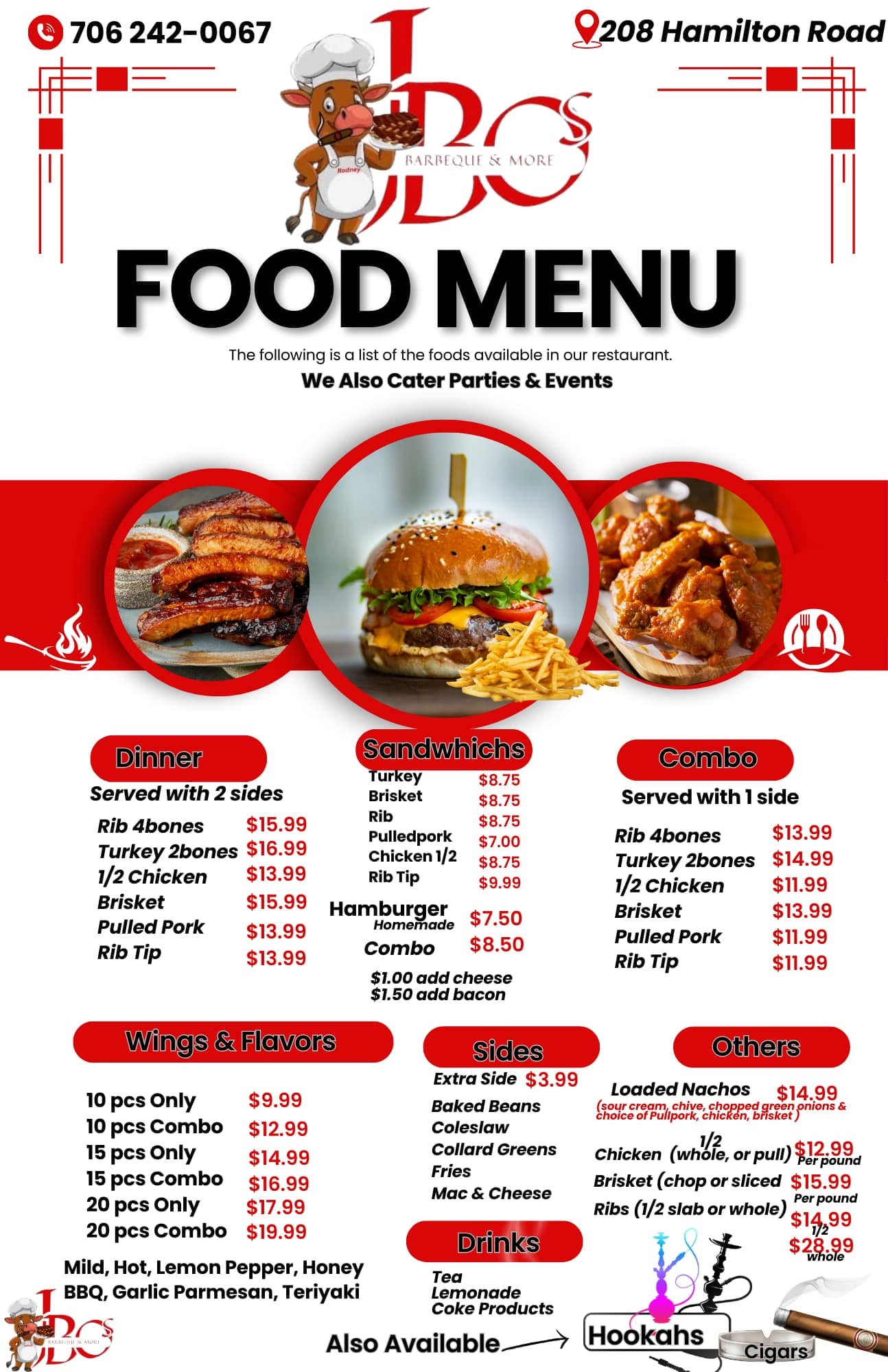 JBO’S BARBECUE AND MORE Menu