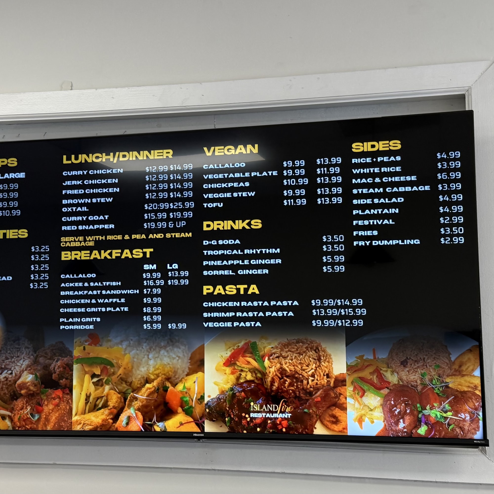 island fire Restaurant Menu