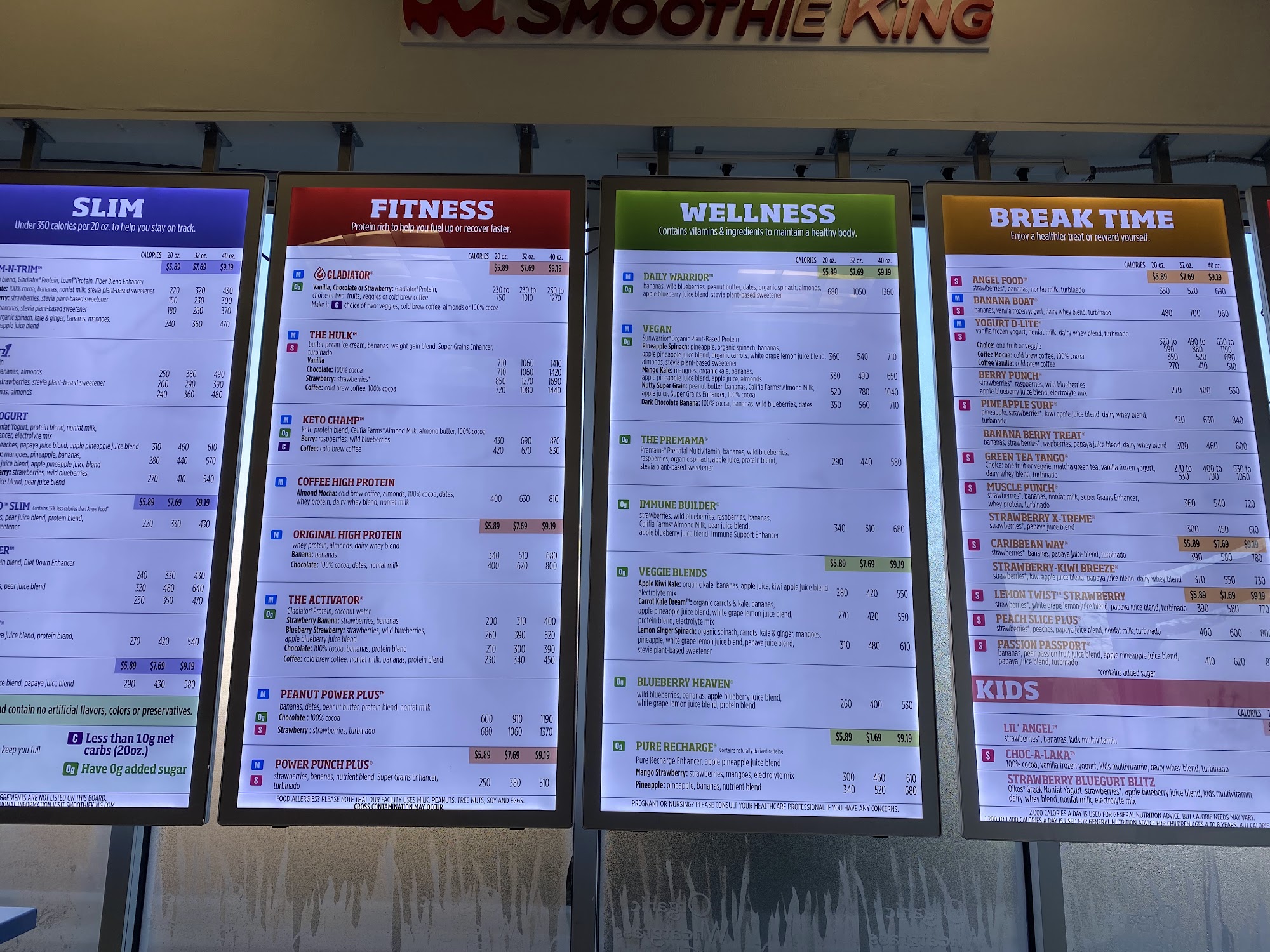 Smoothie King Menu