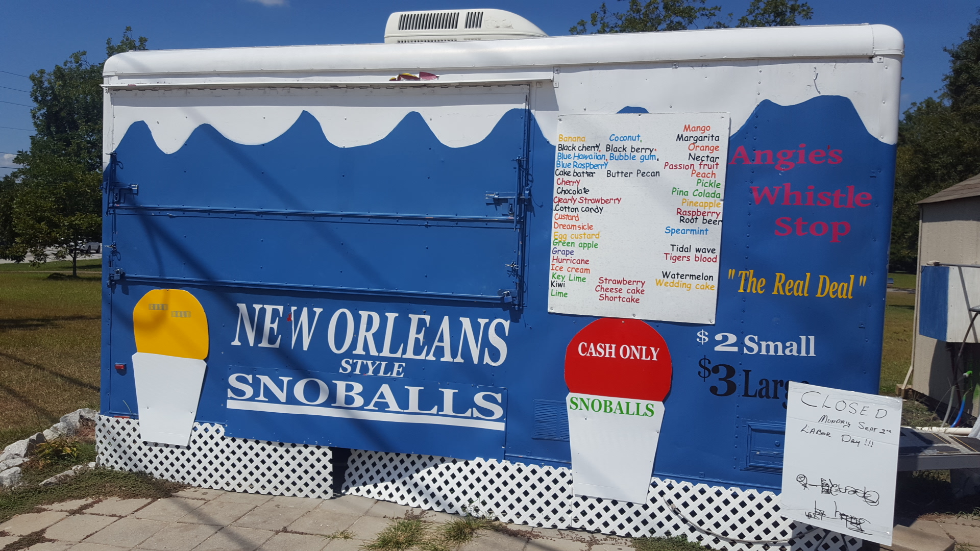 New orleans style snoballs Menu