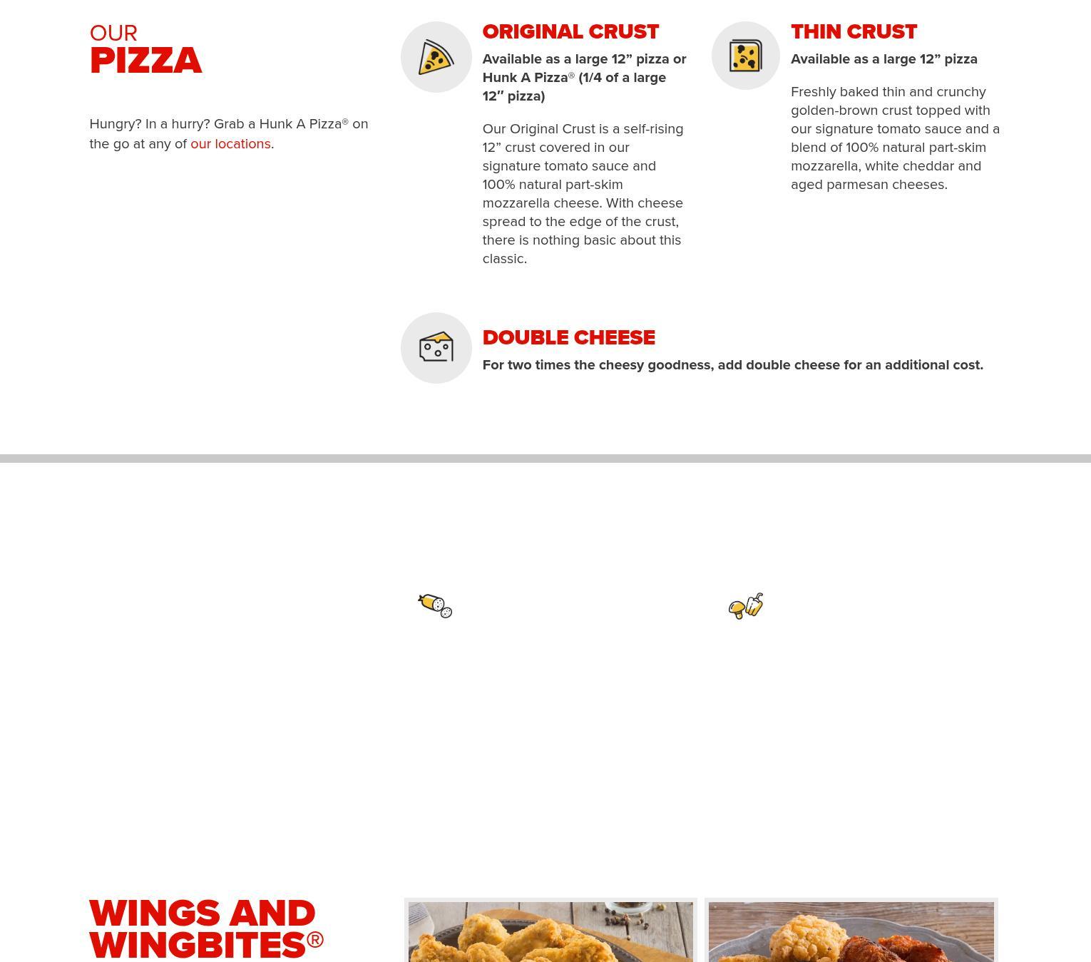 Hunt Brothers Pizza Menu