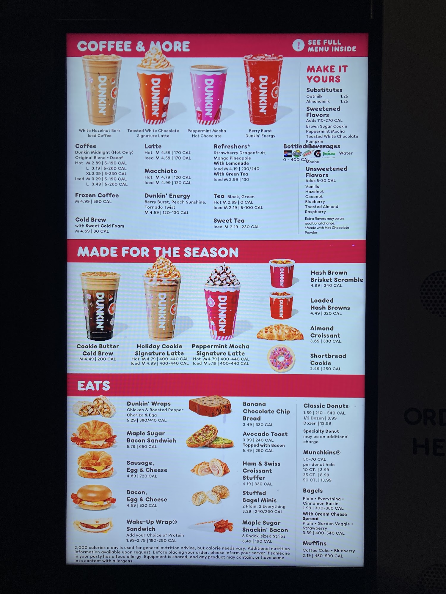 Dunkin' Menu