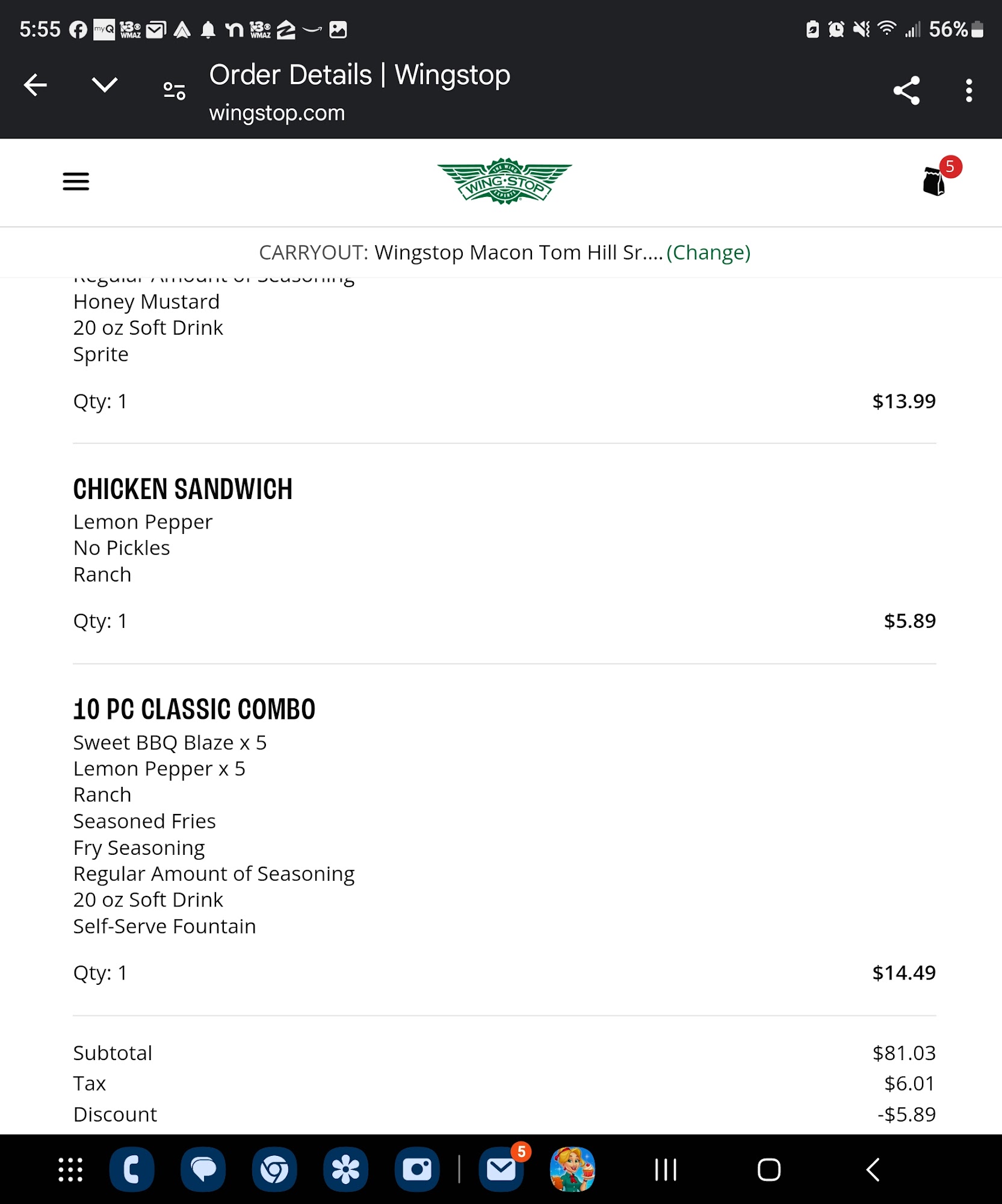 Wingstop Menu
