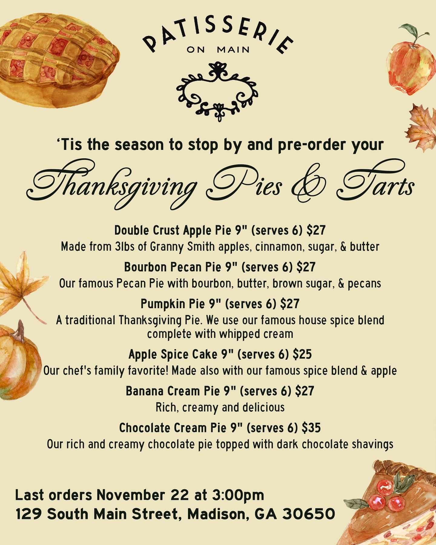 Patisserie on Main Menu