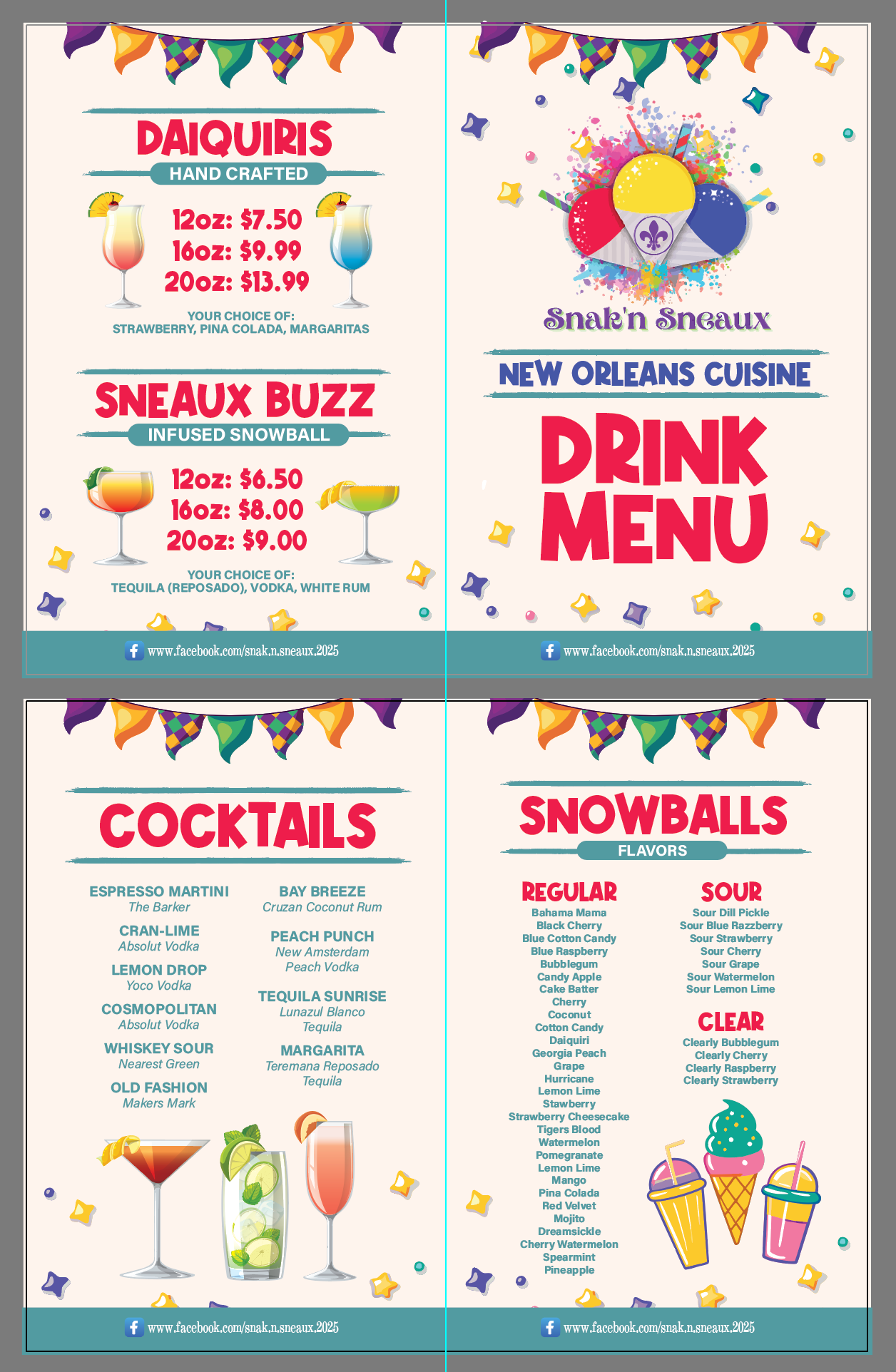 SNAK'N SNEAUX LLC Menu