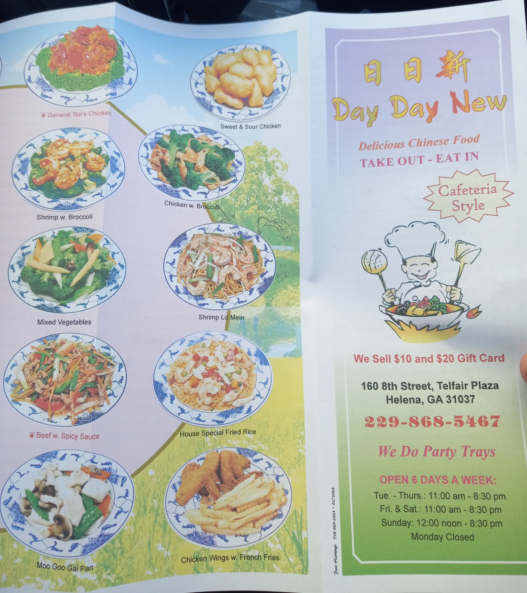 Day Day New Chinese Restaurant Menu