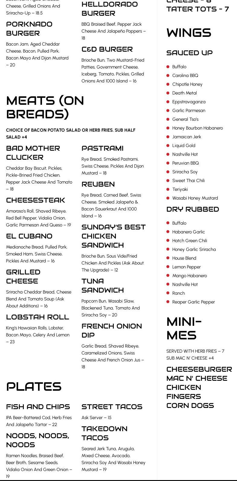 Catch 22 Gastropub Monroe Menu
