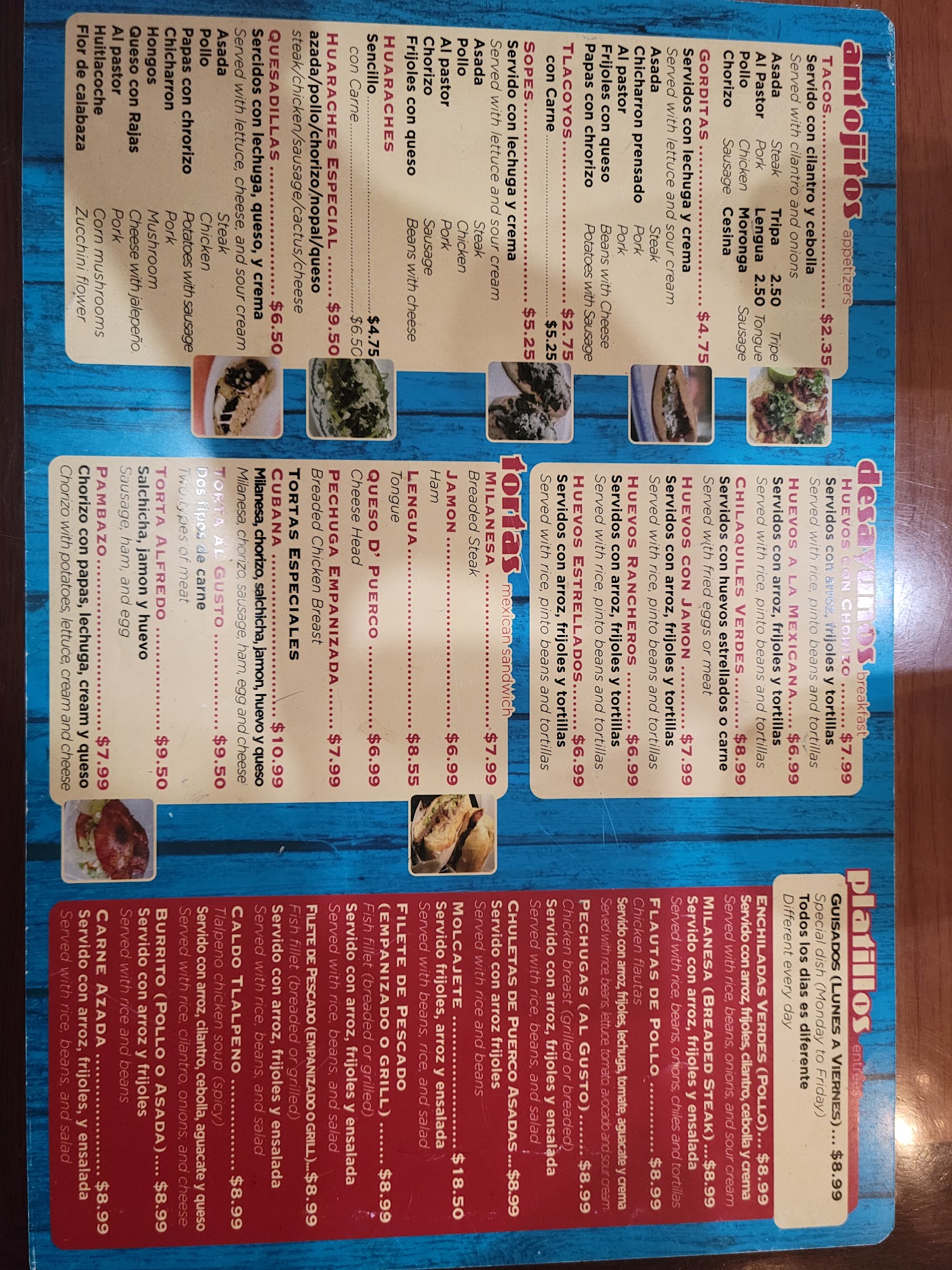 La Consentida Menu