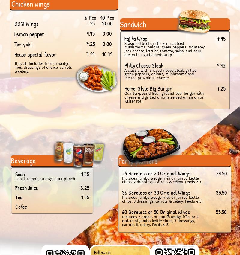 PTY Wings N' Things Menu
