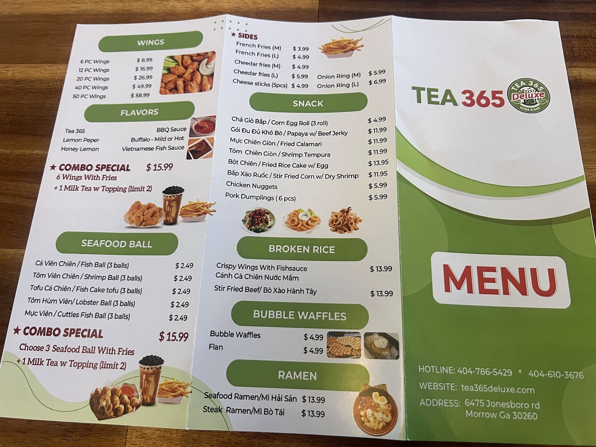Tea 365 Deluxe Menu
