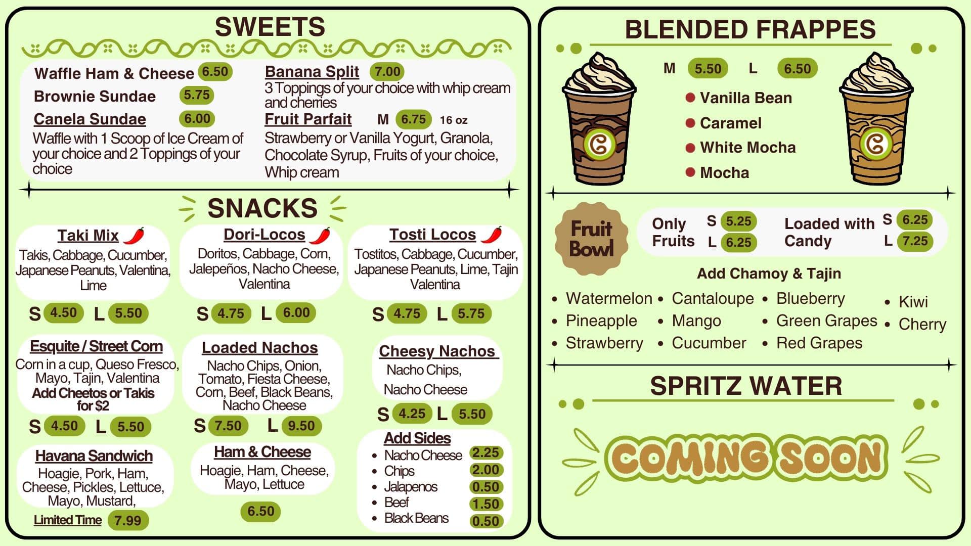 La Reyna Mexican store Menu