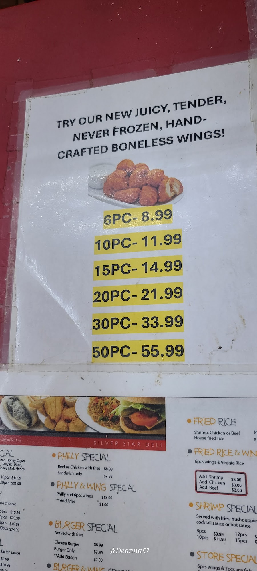 Silver Star Deli Menu