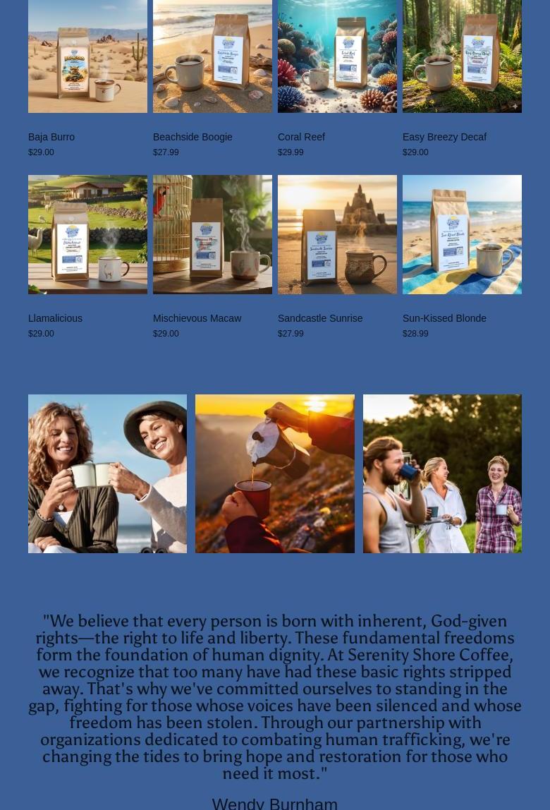 Serenity Shore Coffee Menu