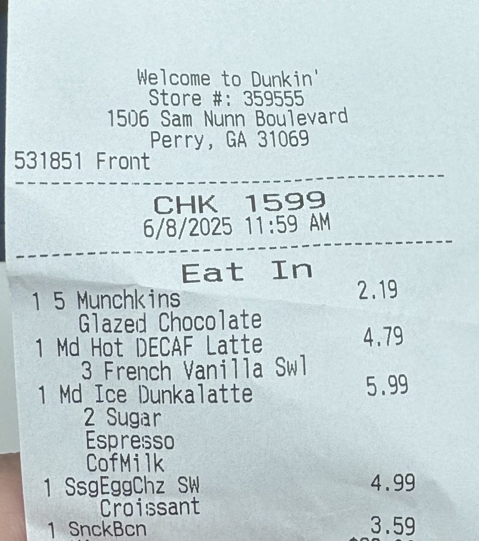 Dunkin' Menu